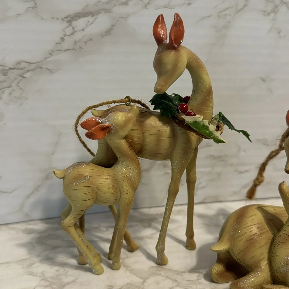 Christmas deer figurines ceramic festive ornaments home decor